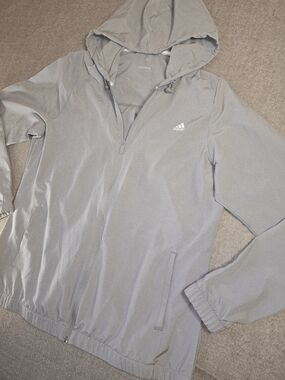 adidas Women's Light Gray Hooded Golf Jacket Large